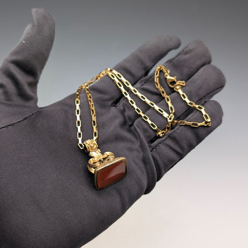 Antique rolled gold ceiling pendant with necklace